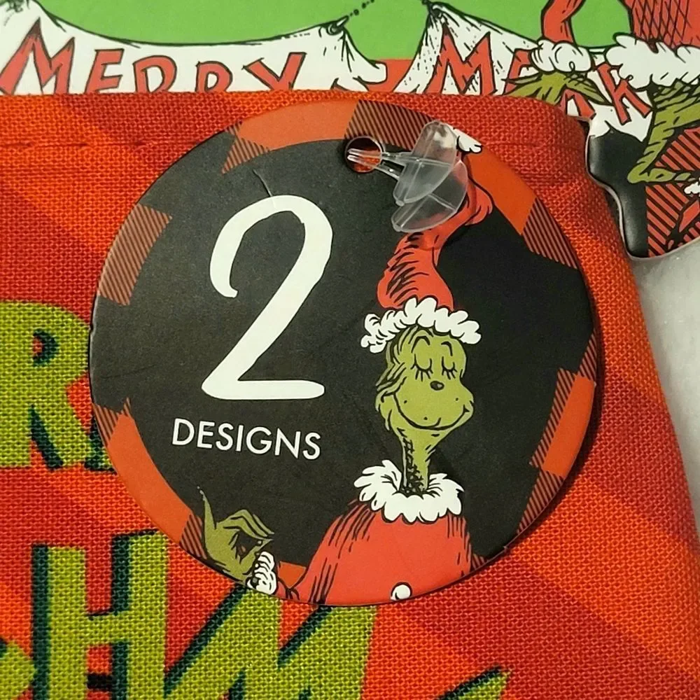 Dr Seuss The Grinch Reversible Pet Bandana Adjustable Tie Back Small/Medium New